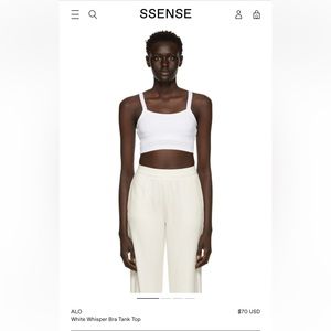 Alo Ribbed Crop Whisper Bra Tank (M, White)